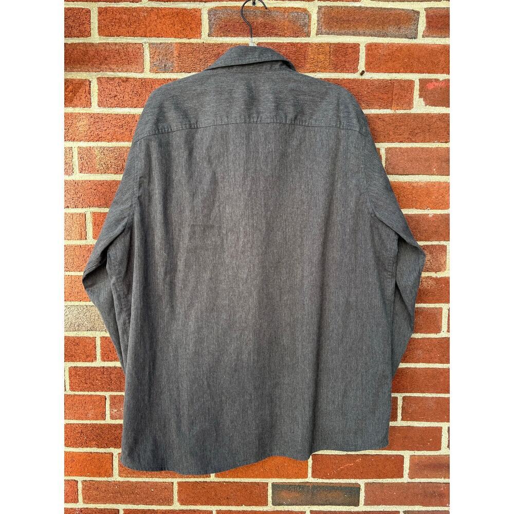 Wrangler Mens Gray Button Front Long Sleeve Shirt Size Large Western Workwear - Picture 9 of 12